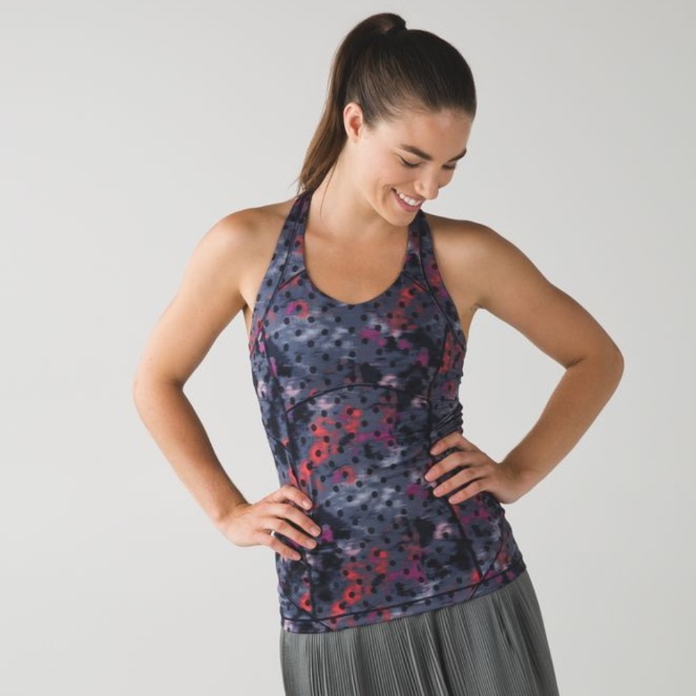 LULULEMON Windy Blooms Regal Plum Polka Dot Kanto Catch Me Tank